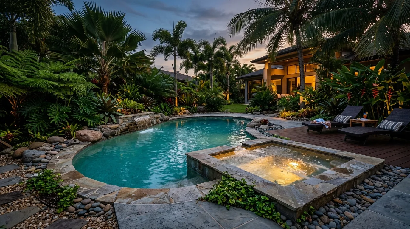 Pool With Built-In Hot Tub